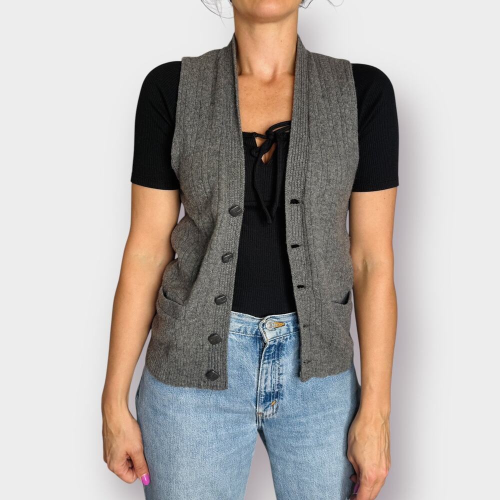 60s Alexander's Gray Button Front Vest - image 3